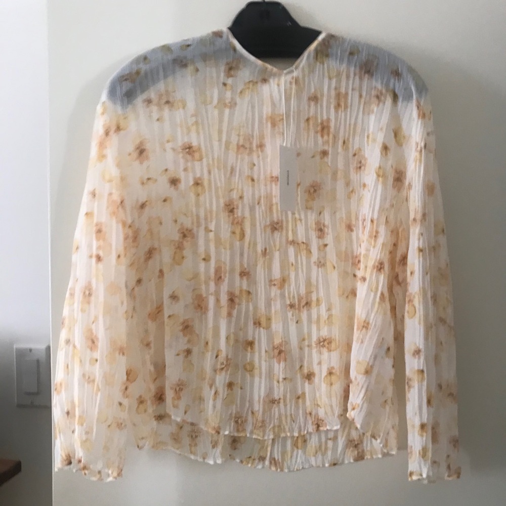 VINCE SOFT YELLOW FLORAL LONG SLEEVE TOP